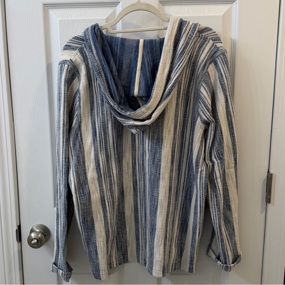 Faherty Blue and Cream Striped Hoodie - Picture 3 of 3